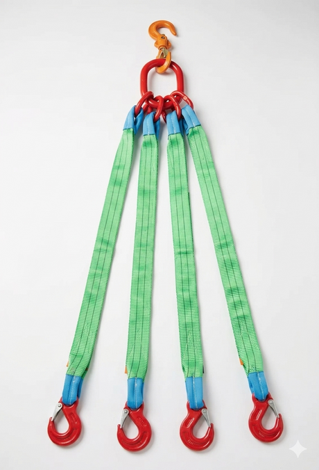 Hijsband 4 sprong - hijsbanden - 3 ton - topschalm - klemhaken 